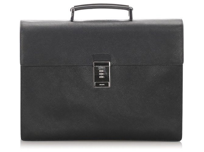 Prada Black Saffiano Briefcase Leather Pony-style calfskin  ref.193301