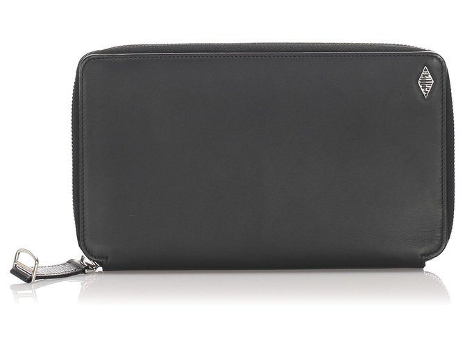 Cartier Black Leather Long Wallet Pony-style calfskin  ref.193323