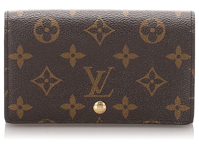 Louis Vuitton Brown Monogram Porte Monnaie Billets Tresor Cloth  ref.193372