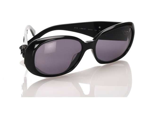 Gafas de sol teñidas de camelia negra Chanel Negro Plástico  ref.193373