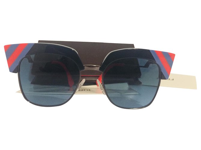 Fendi Sunglasses Red Blue Multiple colors Steel Acetate  ref.193385