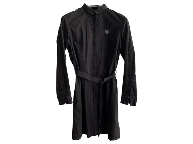 Kenzo Vestido de popelina de algodón negro  ref.193401