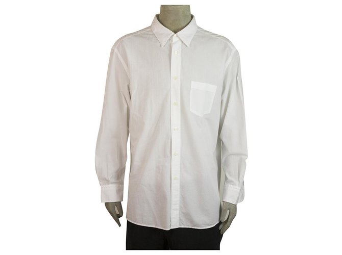 Ermenegildo Zegna camisa blanca clásica de algodón de manga larga para hombre 3SG Blanco  ref.193413