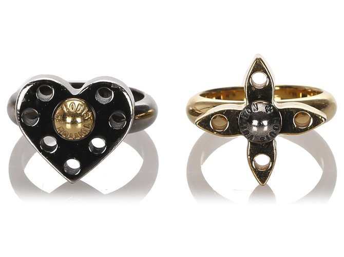 Cartas de amor de Louis Vuitton conjunto de anel atemporal Prata Dourado Metal  ref.193502