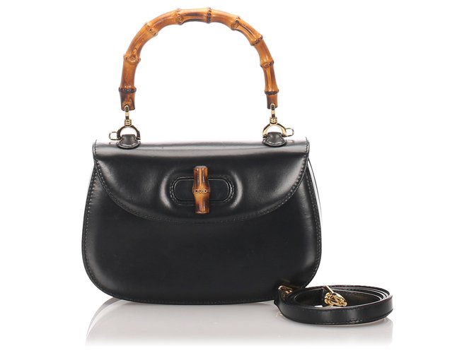 Gucci Black Bamboo Leather Satchel Pony-style calfskin  ref.193522