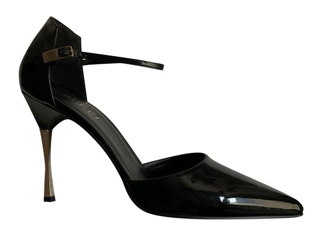 Sandales à talons en métal Gucci Cuir vernis Noir  ref.193576