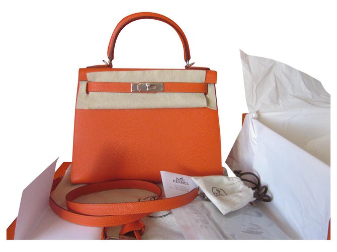 Hermès Kelly 28 Sellier Feu Epsom Orange Leather  ref.193629