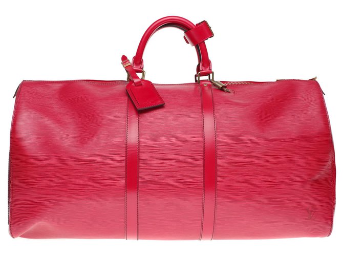 Louis Vuitton Keepall Travel Bag 55 in red epi leather  ref.193637