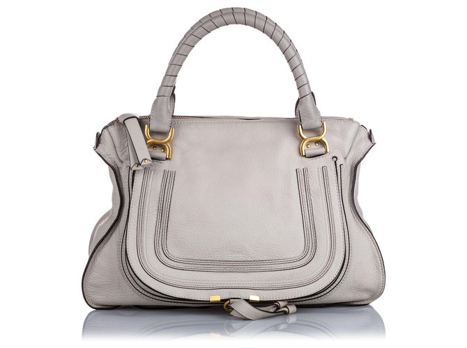 Chloé Chloe Gray Large Marcie Leather Handbag Grey Pony-style calfskin  ref.193649