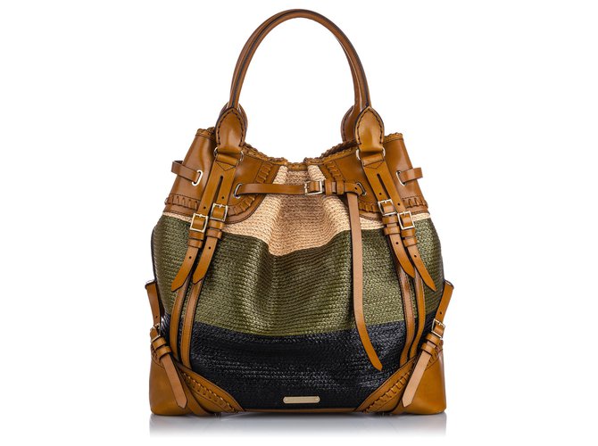 Burberry Brown Raffia Whipstitch Tote Multiple colors Leather Pony-style calfskin  ref.193670