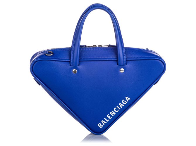 Balenciaga Blue Triangle Duffle XS Bag Cuir Veau façon poulain Bleu  ref.193681