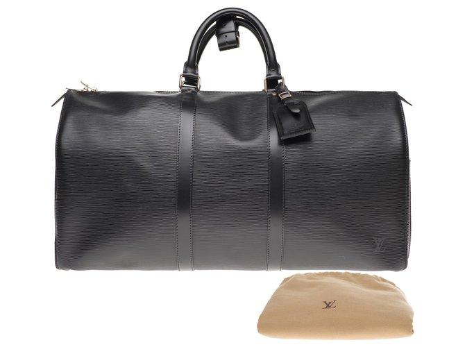 Bolsa de viaje Louis Vuitton Keepall 50 cuero negro epi  ref.193705