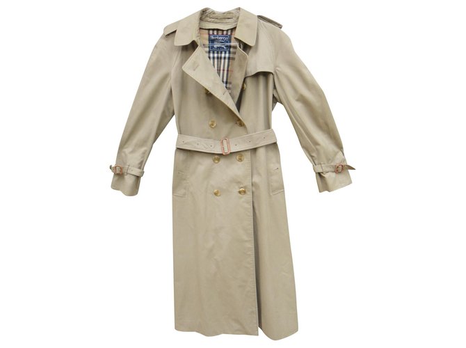 trench coat vintage das mulheres Burberry 40 Caqui Algodão Poliéster  ref.193759