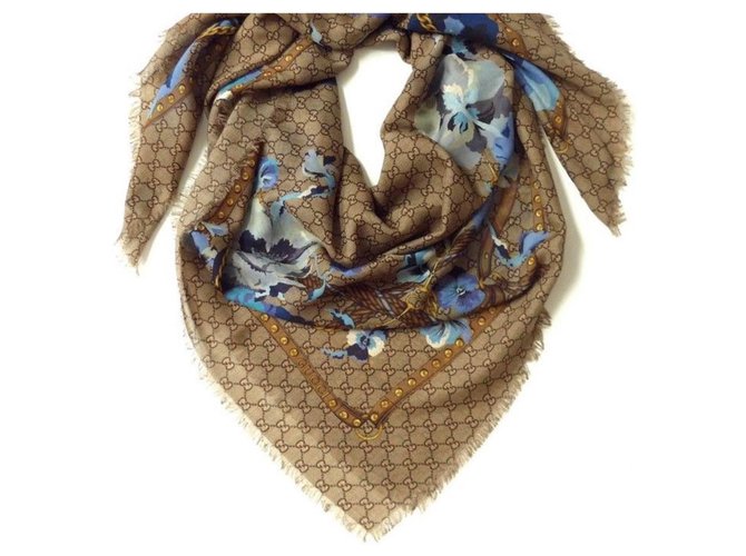 GUCCI SCARF BRAND NEW FLORAL Multiple colors Wool  ref.193773