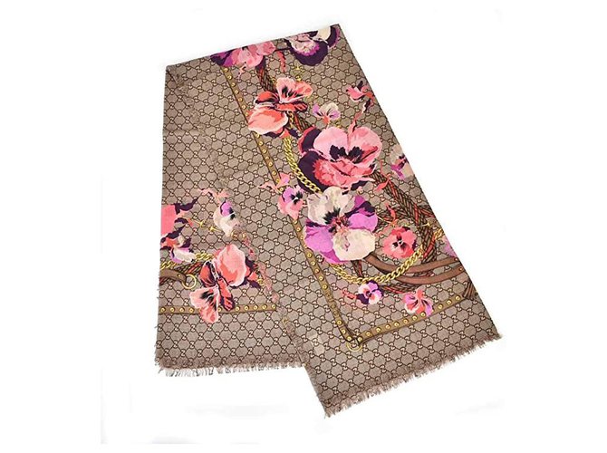 GUCCI SCARF BRAND NEW FLORAL Mehrfarben Wolle  ref.193789
