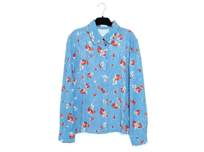 Vilshenko Georgia Bluse aus blauer Damast-Viskose