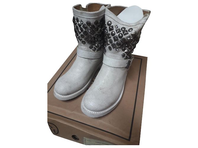 Botas Biker Ash Brancas de Couro Branco