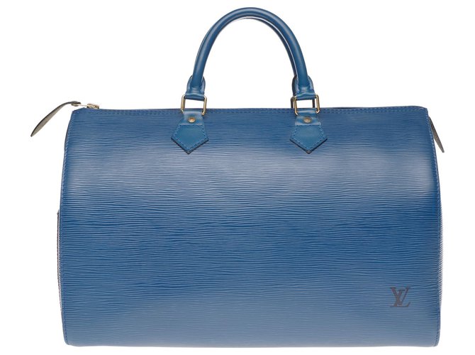 Speedy Muy bonito bolso de mano Louis Vuitton en cuero azul epi  ref.193842
