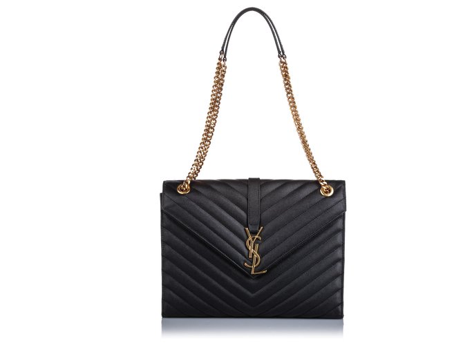 Saint Laurent - Authenticated Collége Monogramme Handbag - Leather Black Plain for Women, Very Good Condition