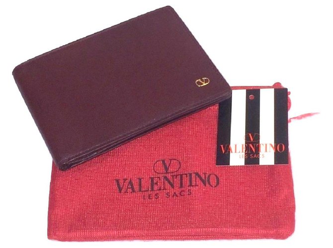 Valentino Garavani VALENTINO Vintage Geldbörse Bordeaux Leder  ref.193907