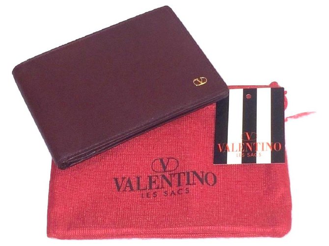 Valentino Garavani VALENTINO vintage wallet Dark red Leather  ref.193907