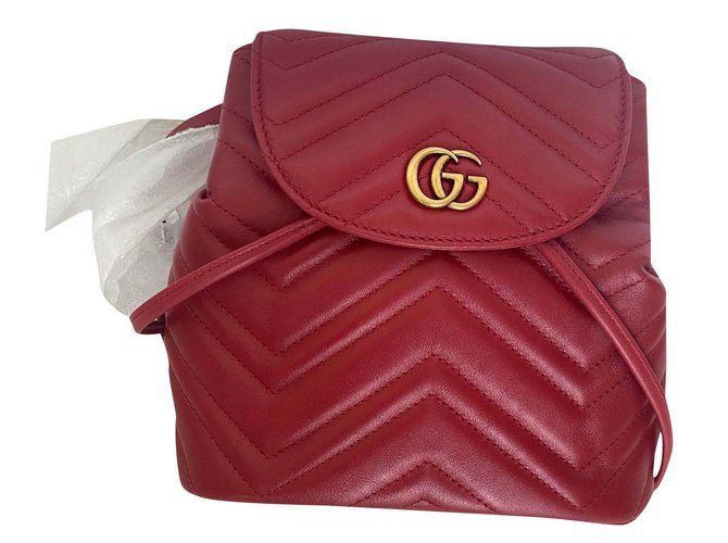 Gucci GG Marmont quilted backpack Red Leather  ref.193915