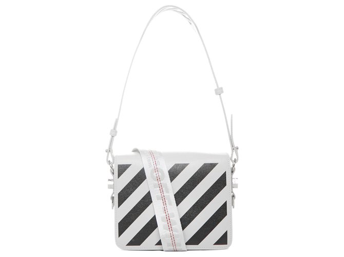 OFF WHite Black and white Diag Flap shoulder bag Leather  ref.193926