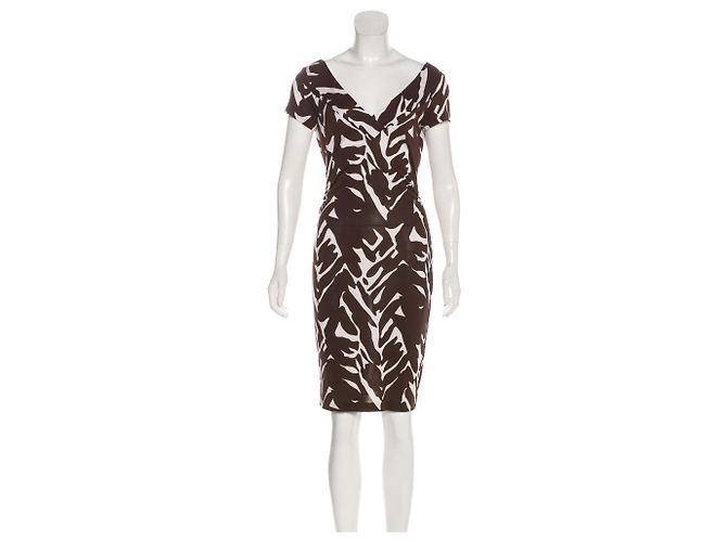 Diane Von Furstenberg DvF Esotovan Seidenkleid US 4 Braun Weiß