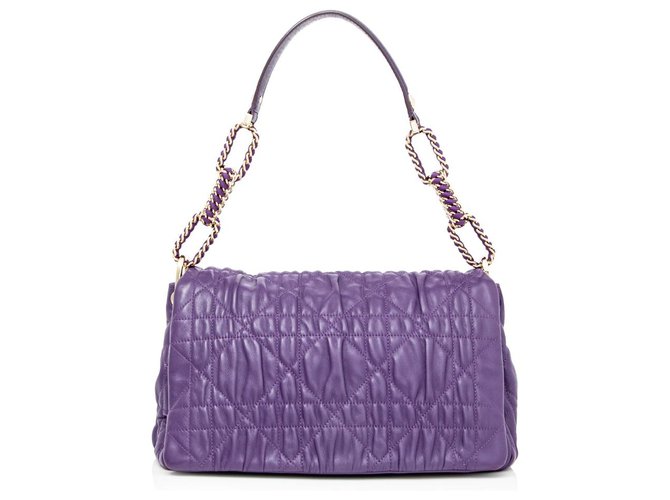 Bolso de hombro de cuero Dior Cannage Delices Purple Púrpura Becerro  ref.194022
