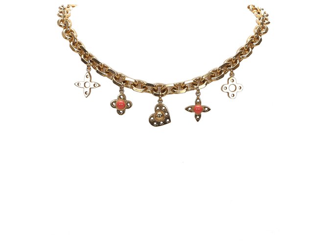 Louis Vuitton Gold Monogram Chain Necklace Golden Metal  ref.194063