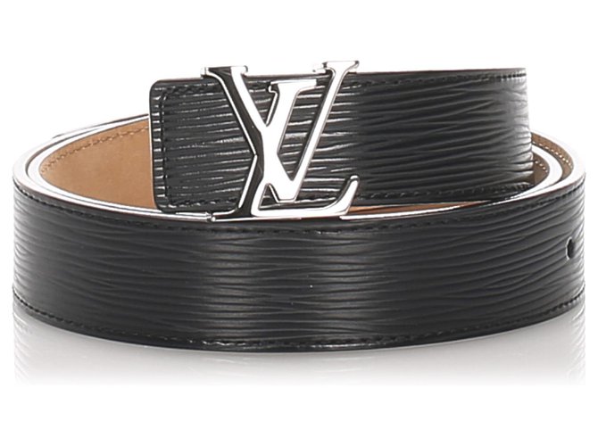 Cinturón Louis Vuitton negro Epi cuero reversible Initiales Metal  ref.194085