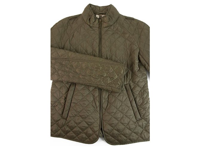 Burberry BRIT Khaki Checked Single Brusted Quilted Lightweight Jacket US6 UK8 Polyester  ref.194101