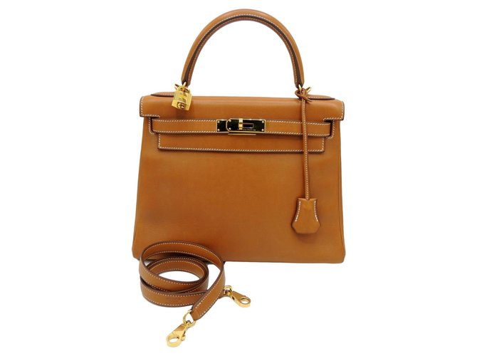 Hermès Hermes Kelly 28 BARENIA FAUVE GHW LEDER Golden Karamell  ref.194104