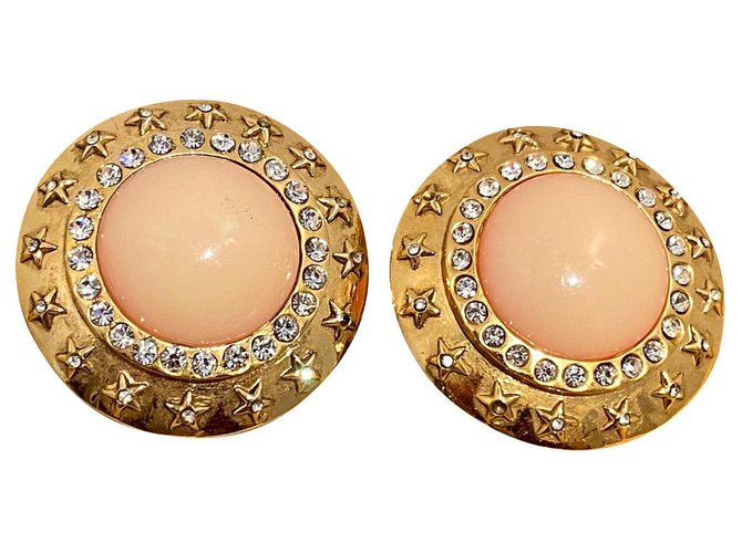 Chanel Earrings Pink Golden Metal  ref.194131