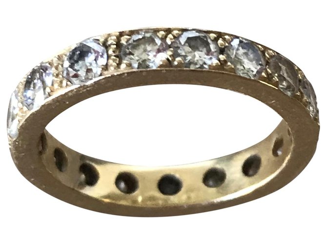 Autre Marque Anillo de bodas de diamantes con riel y grano Bronce Oro amarillo  ref.194160