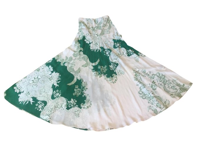 Roberto Cavalli Skirts White Green Silk  ref.194172
