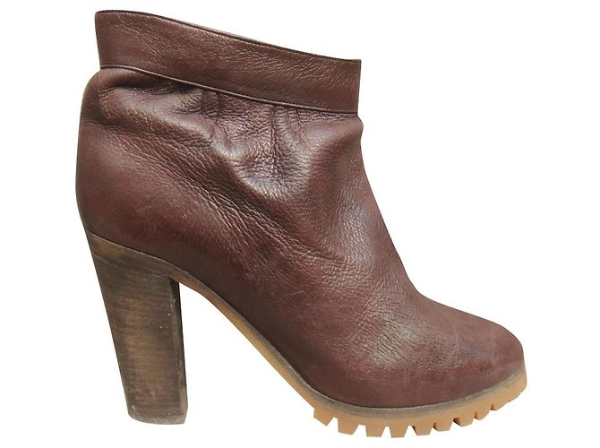 Botas Chloé de cuero marrón oscuro 38,5
