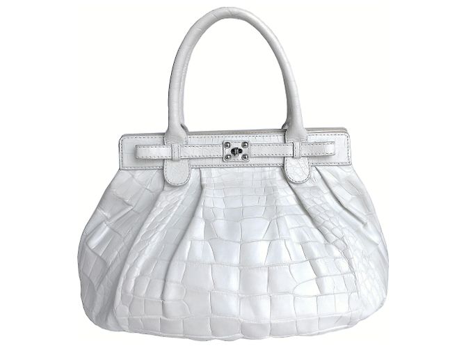 Zagliani Crocodilo grande 12000€ Puffy Bag Branco