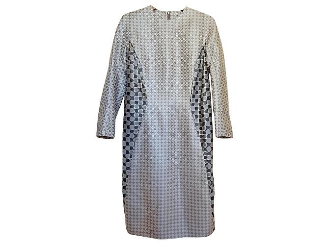 Thom Browne Jacquard Etuikleid Grau Schwarz Mehrfarben