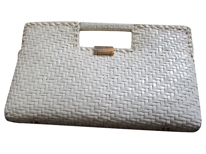 Autre Marque Clutch in vimini bianco