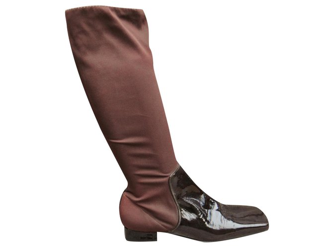 Dolce & Gabbana Dolce & Gtabbana p boots 39 Dark brown Patent leather  ref.194356