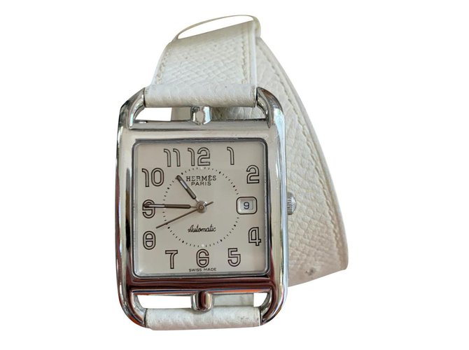 Hermès Hermes Cape Cod watch lined tour GM automatic Cream Steel  ref.194413