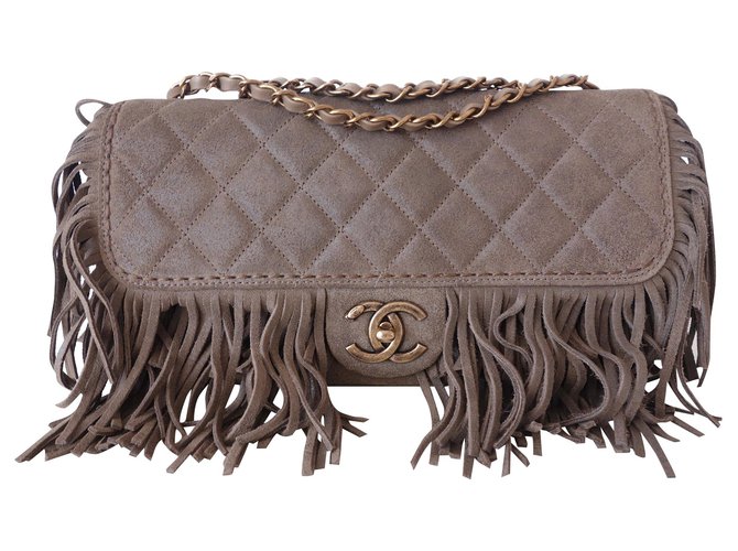 Timeless CHANEL PARIS-DALLAS BAG Taupe Leather  ref.194422
