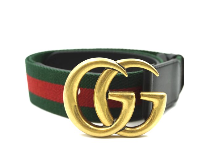 tempo Tage en risiko Betaling Ceinture Gucci Vert Rouge Marmont GG Stripe 75/30 Multicolore ref.194557 -  Joli Closet