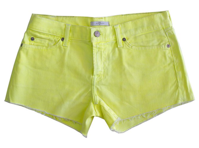 7 For All Mankind Cut off Colored Denim Jeans Shorts size 28 in yellow!  ref.194573