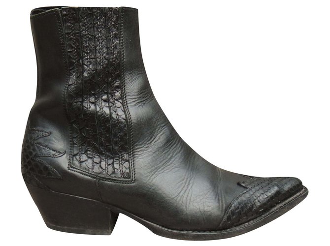 Sartore p boots 36 Black Leather Exotic leather  ref.194615