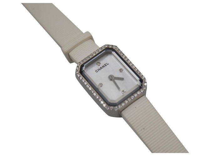 Reloj Chanel de caucho blanco y diamantes.. Goma  ref.194649