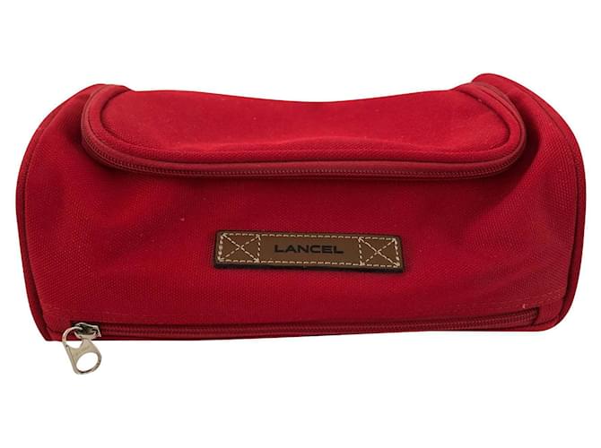 Lancel Toiletry Bag Red Cloth  ref.194662