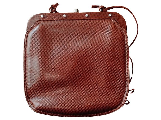 Bottega Veneta Cira Echsenleder Handtasche Cognac