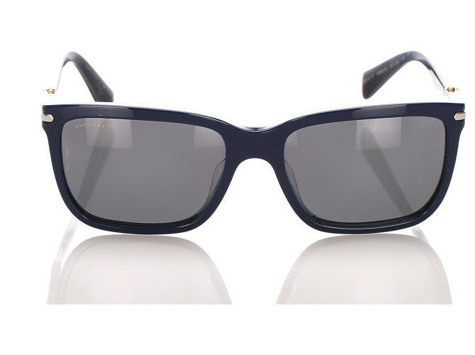 Bulgari Bvlgari Gray Square Tinted Sunglasses Black Grey Plastic  ref.194731